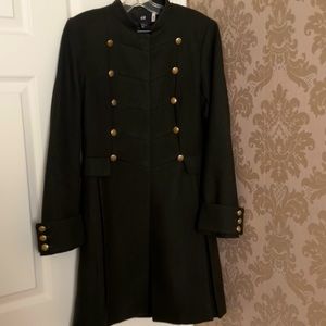H&M Green Double Breasted Wool Blend Coat
